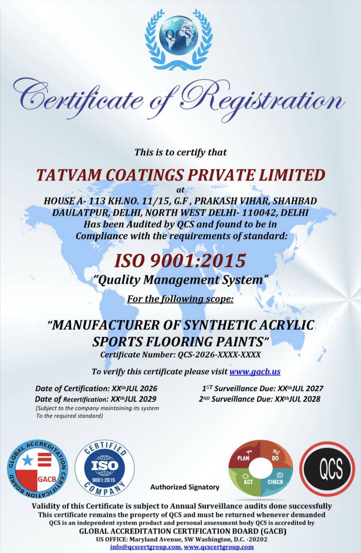 Tatvam Coatings Pvt Ltd - QCS Certificate